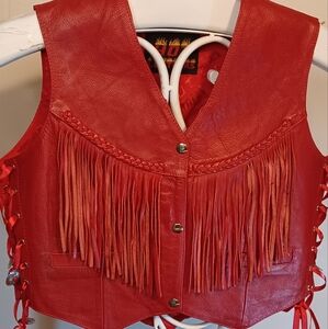Hot Leathers fringed RED vest size Medium.